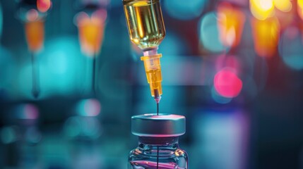 Vaccine vial dose flu shot drug needle syringe,medical concept vaccination hypodermic injection treatment disease care hospital prevention immunization illness