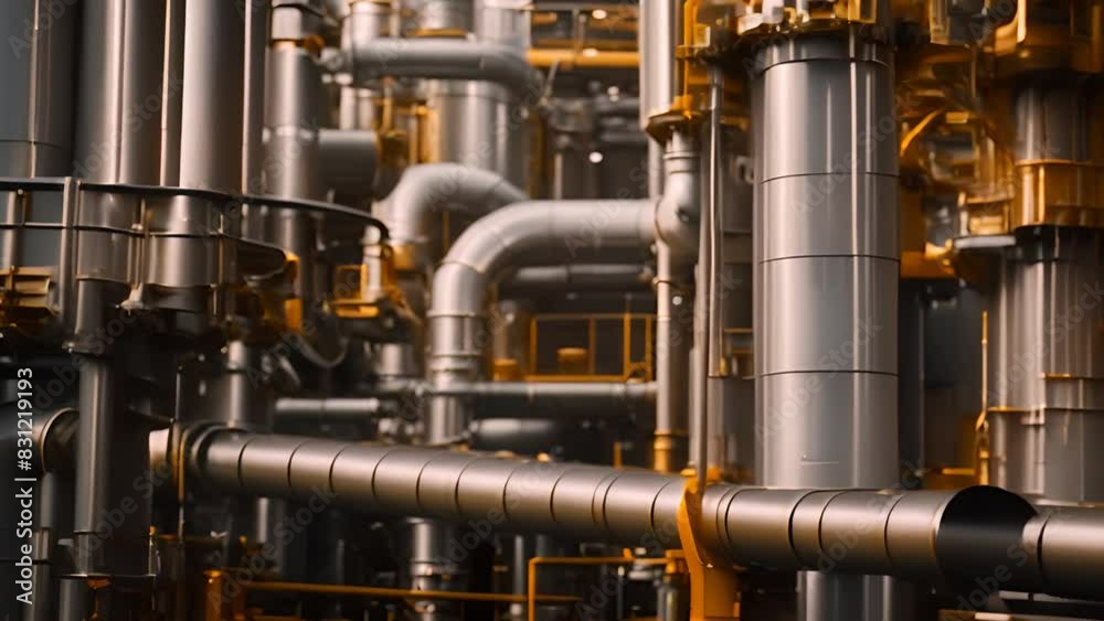 Poster Extensive Array of Pipes Inside a Industrial Building Generative AI