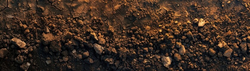 Banner greeting card. Brown Rocky Soil Texture for World Soil Day. Ai Generativ 