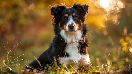 close up of a prretty dog in the park, beautiful dog in the grass, portrait of a dog