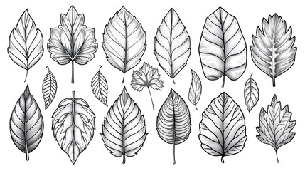 Assorted Natural Leaves Botanical Foliage Backdrop Design Elements