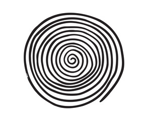 Hand drawn spiral line circle doodle texture. Modern abstract black round shape Hand drawn organic vector