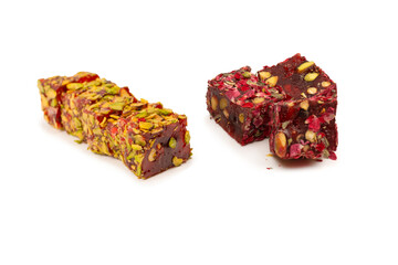 Sweet roll with roses and nuts, turkish sweets.