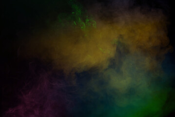 Green and pink steam on a black background.