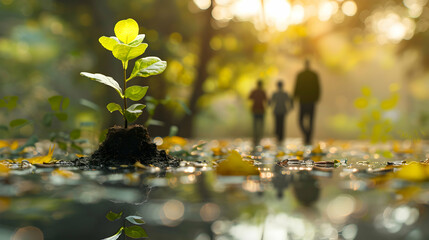 Photo realistic Senior couple exploring investment opportunities for retirement with glossy backdrop emphasizing informed decisions and financial growth