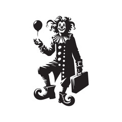 Clown Silhouette in Black and White - Perfect for Artwork and Posters - minimalist circus clown vector
