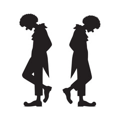 Detailed Clown Silhouette for Digital Art and Prints - clown illustration
