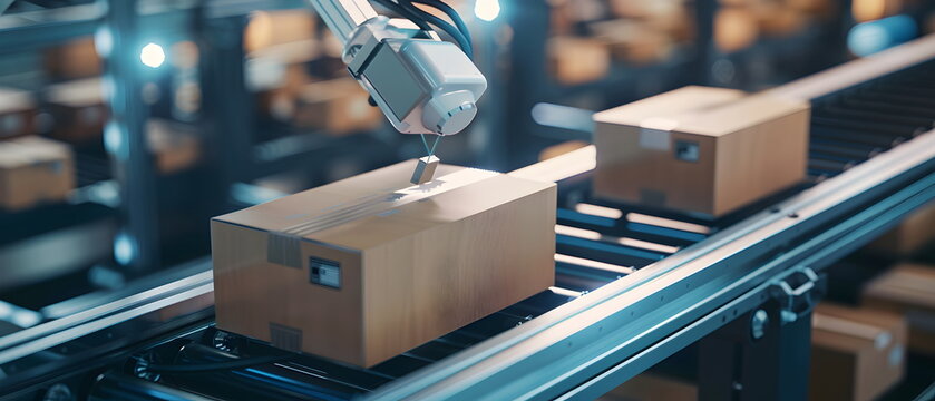 the use of artificial intelligence in industry in the concept of controlling the packaging of food or an organic vegetable products, AI for Factory