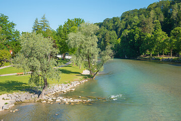 isar river Bad Tolz, recreational area beside. landscape upper bavaria