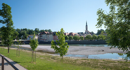 tourist resort Bad Tolz and Isar river, upper bavaria