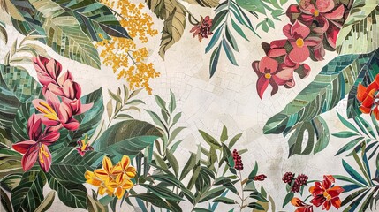 botanical mosaic pattern