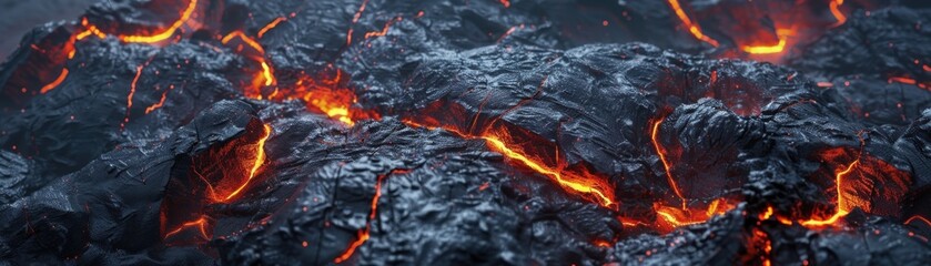 Dynamic Volcanic Lava Texture Background. Fiery Lava Cracks from Active Volcano. Ai Generativ 