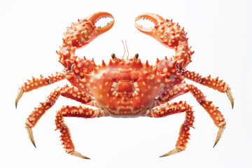 Realistic King Crab with Large Claws on White Background