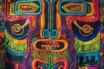 Fototapeta premium Heritage Unveiled Vibrant Panama Mola Tapestry