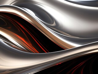 A fluid metallic surface with reflective waves and ripples, offering a dynamic and luxurious background for highend designs
