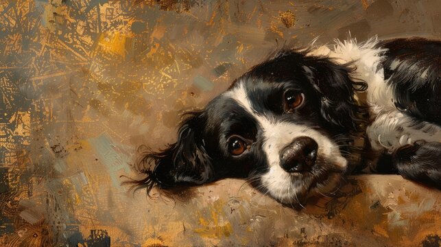 Portrait of a small Munsterlander dog