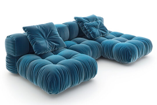 Vibrant Blue Camaleonda Sofa with Modular Sections on White Background