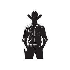 Cowboy silhouette in traditional cowboy attire - cowboy illustration
