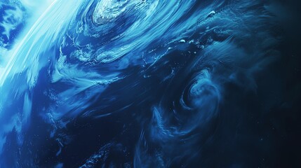 MJO, a fascinating weather phenomenon that  impacts tropical regions,  A mesmerizing view of blue swirling water patterns captured from above.