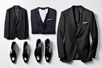 Complete Businessman Outfit Mockup with Elegant Shoes. Full Business Attire for Men with Stylish Footwear. Ai Generativ 