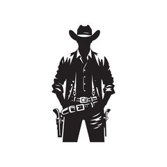 Detailed cowboy silhouette for creative projects - cowboy illustration
