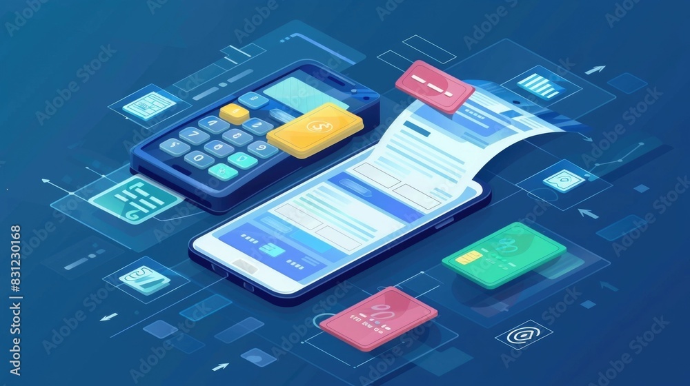Poster close up view of digital payment transaction conducted through smartphone app interface with financi