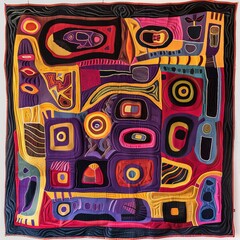Obraz premium Heritage Unveiled Vibrant Panama Mola Tapestry