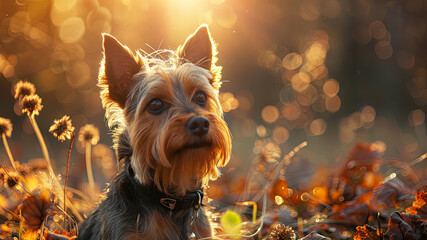 close up of a prretty dog in the park, beautiful dog in the grass, portrait of a dog