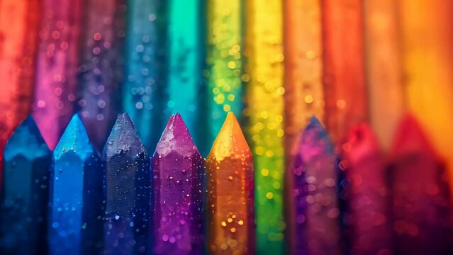 Rainbow colored crayons art background