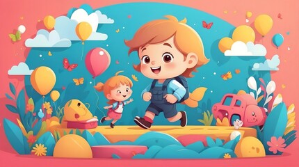 Vector illustration of cheerful children