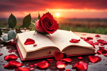 Romantic Love Card Background with Rose Petals - Elegant Love and Longing Greeting Card Design. Ai Generativ 