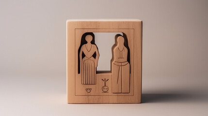 Resolving Marital Disputes: Mediation Between Married Couples and Divorce with a Mediator. Wooden Block with Icons of Man, Woman, and Mediation Concept