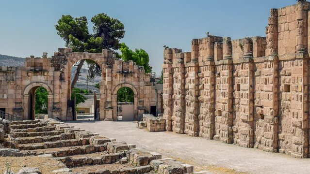 Jerash, ancient gate, Jerash is home to the ruins of the Greco-Roman city of Gerasa, Jordan