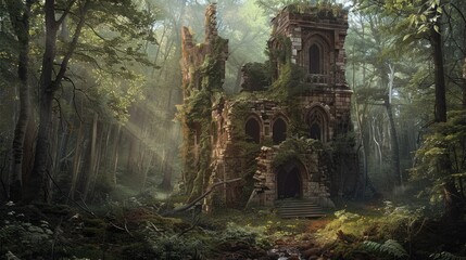 Obraz premium Ruined castle in the woods