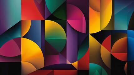 Fototapeta premium Digital artwork featuring colorful geometric shapes with a mosaic effect