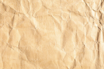 Crumpled yellow background paper texture