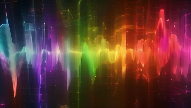 A colorful wavelength spectrum display showcasing the different frequencies and intensities of gravitational waves.