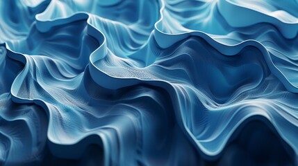 Obraz premium Blue Fabric Waves, Abstract undulating fabric texture in blue hues, Textile Design.