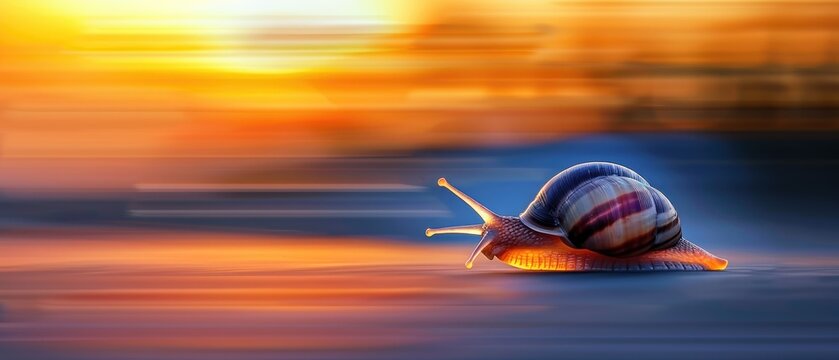 Snail shell, turbo mode, rapid movement, focus on, surprising speed, vibrant, silhouette, highway