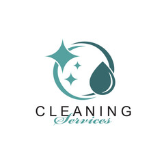 cleaning service design with sparkle stars and drop isolated on white background