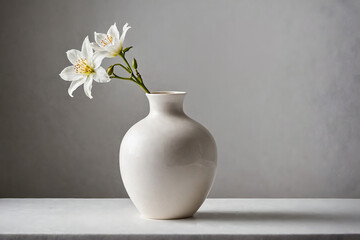 Elegant still life composition featuring a flower vase against a textured background, Generative AI