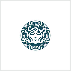 Circle Medusa Queen Logo vector for Business Identity