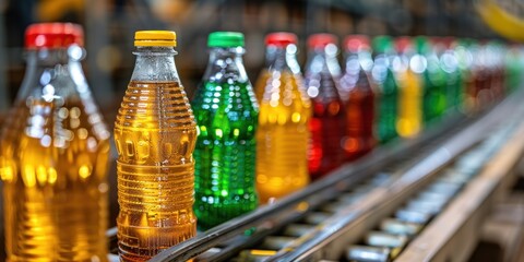 Liquid Symphony: Bottles on Conveyor Belt
