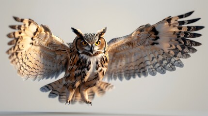 3D Mystical Owl Casting Spell with Wings Spread