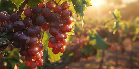 Red grapes in a vineyard in tuscany italy
