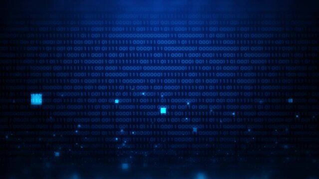 Futuristic binary code flows across a 4K background, emphasizing digital security and motion in a connected, science-driven world.