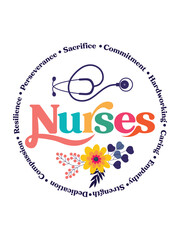 Nurse Typography T-shirt Design with editable vector