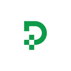 letter p plus medical green logo vector
