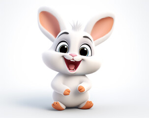 3D cute funny rabbit, bunny cartoon isolated in background. Agriculture and farm animals
