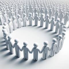 White figures illustration reunited in circle in teamwork concept